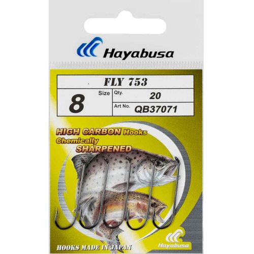 Крючки Hayabusa Fly 753 B.Ni. (20шт) (Крючки Hayabusa Fly 753  #8 черный никель(20))